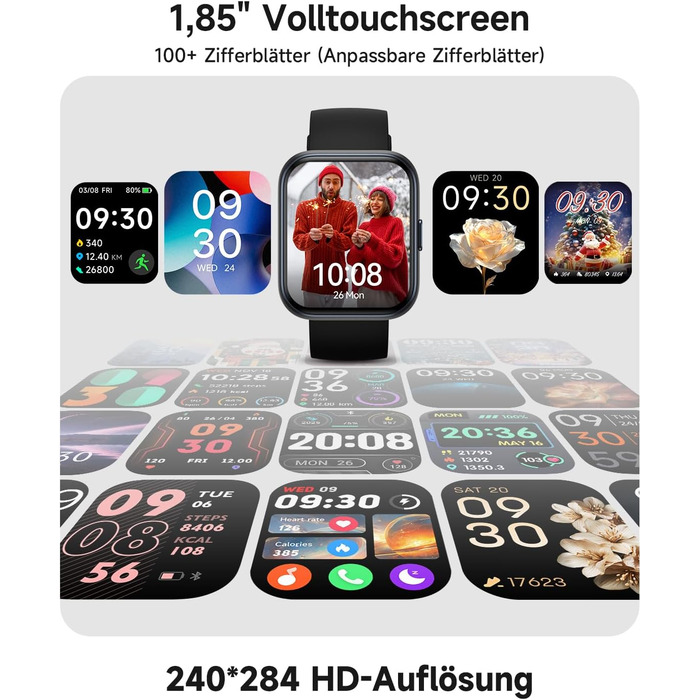 Розумний годинник для чоловіків та жінок, 1,8-дюймовий AMOLED-дисплей, розумний годинник з функцією телефону, Alexa, фітнес-годинник з серцевим ритмом, сном, SpO2, крокоміром, 110 спортивних режимів, водонепроникність IP68, спортивний годинник для iOS та 