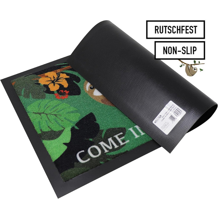 Килимок для дверей &quotЛінивець&quot крупним планом &quotЗаходьте та відпочивайте&quot Килимок для дверей 60 x 40 см