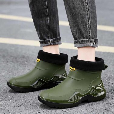 Водні черевики/гумові чоботи, модні, короткі, потовщені, для комфорту та стилю, для подорожей та походів, зелені, розмір 41 1/3 EU