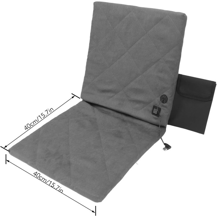 Підігріте кемпінгове крісло зі спинкою, електрично підігрітим сидінням, складними стадіонними сидіннями, підігрівом чохла зі спинкою для кемпінгу, риболовлі, полювання (сіре)