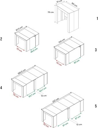 Розкладний обідній стіл Compton, розкладний стіл з багатофункціональними подовжувачами, розкладається до 10 місць, 51/237 x 90 x 78 см, дуб