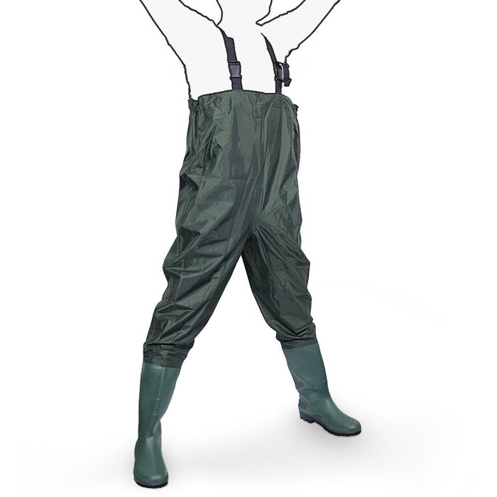 Вейдерси, рибальські штани, чоботи для риболовлі, для ставків, гумові, ПВХ, нейлонові, розмір 44