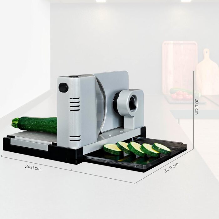 Електричний нарізувач їжі з ЕКО мотором, виробництво Німеччина, Silver Metallic Single, 7