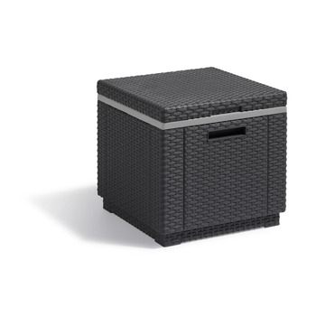 Холодильник / Бічний столик Ice Cube, Імітація ротанга, Пластик, Графіт, 218759