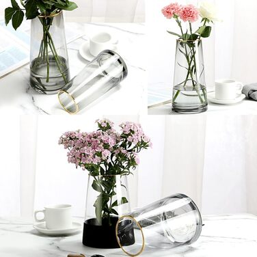 Прозора скляна ваза для квіткових композицій, що легко миється та сушиться, широке застосування, ваза для квітів, подарункова прикраса, прозоре золото1325