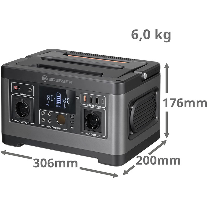 Мобільна електростанція Bresser потужністю 500 Вт для телескопів або інших електронних пристроїв з 3 шт. USB A, USB C, 4 x 12 В по