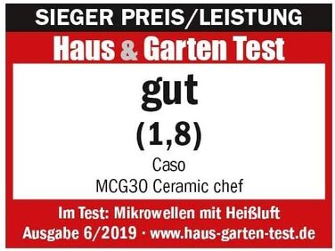 Керамічна мікрохвильова піч 3в1 з грилем конвекцією 2100 Вт 30 л, основа з боросилікатного скла, решітка гриль на 2 рівні, функція духовки до 200C, нержавіюча сталь, срібло 30 літрів керамічна основа одинарна, 30