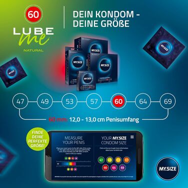 Набір MY.SIZE, 60mm, презервативи, лубрикант, масажна свічка, 12 шт