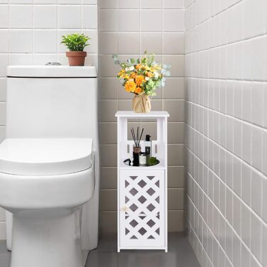 Невелика біла шафа для зберігання у ванній кімнаті, 3-рівневий окремостоячий органайзер з дверцятами, водонепроникна підлогова шафа для спальні, туалету, вітальні, офісу