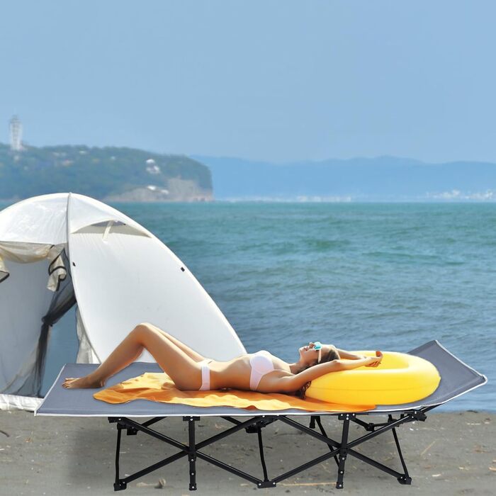 Розкладне похідне ліжко з сумкою для зберігання, транспортна сумка, до 250 кг, 190x62x38 см, кемпінговий шезлонг для дорослих, сад, кемпінг, подорожі, на природі, в приміщенні