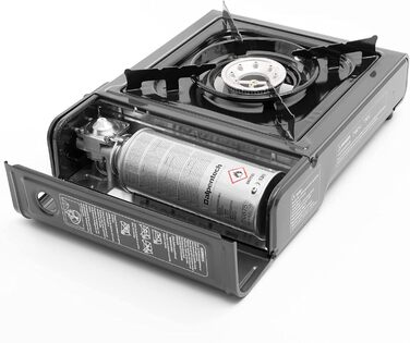 Туристична плита TruWare для газових балонів - Потужна, портативна та надійна газова плита з картриджами та хрестовиною для плити - Ідеально підходить для приготування їжі на свіжому повітрі та щоденного використання. Газова плита 4 картриджі