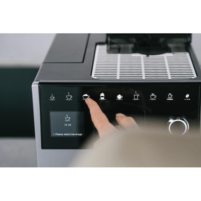 Кавомашина Melitta CI Touch автоматична кавомашина з молочною системою, вбудованою кавомолкою та капучинатором для еспресо та капучино, срібляста (Modern Silver)