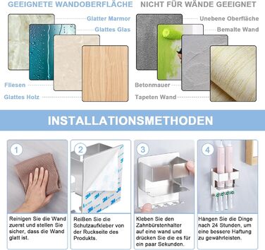 Тримач для зубної щітки - дозатор зубної пасти настінний без свердління, електричний тримач для зубної щітки самоклеючий тримач дл