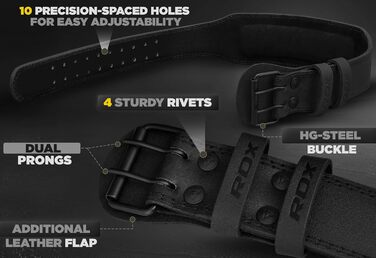 Пояс для важкої атлетики RDX шкіряний 4 і 6, 10 регульованих отворів пряжка тренувального ременя, силовий ремінь для силових тренувань Powerlifiting, м'який пояс для важкої атлетики в тренажерному залі, чоловіки жінки l підходить 29-33 дюйми чорний 4 дюйм