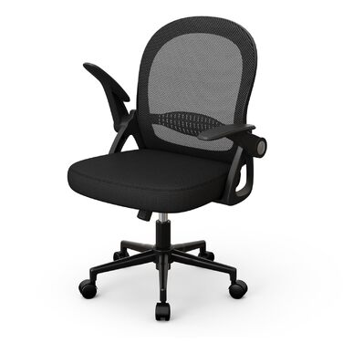 Ергономічне офісне крісло з ротантрі, робоче крісло з дихаючою спинкою, регульоване по висоті, сітчасте крісло з відкидними підлокітниками, комп&39ютерне крісло, поворотне крісло на 360 для офісу, для дому, чорне, без підставки для ніг