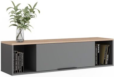 Настінна полиця Vicco Betti, антрацит/сонома, 120 x 30 см, для настінного кріплення, підходить для вітальні або офісу