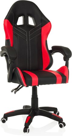 Офісне крісло, ігрове крісло GAMEBREAKER W02, письмове крісло з підголівником та поперековою опорою, регульована висота, штучна шкіра чорного/червоного кольору.