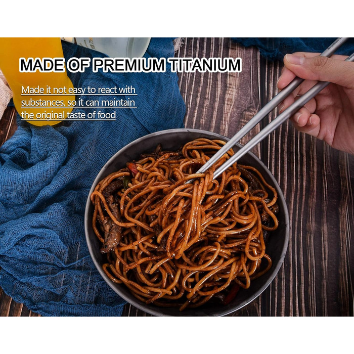 Титанові палички iBasingo Китайські палички для їжі Протиковзкі надлегкі квадратні/круглі палички для їжі Портативні столові прибо