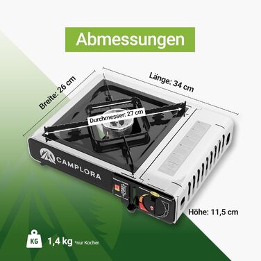 Газова плита для картриджів MFS-1a, включаючи футляр для перенесення з п&39єзо-запалюванням - Кемпінгова плита 2,2 кВт - включаючи захисне відключення, кемпінгова плита 227 г, включаючи 4 газові картриджі