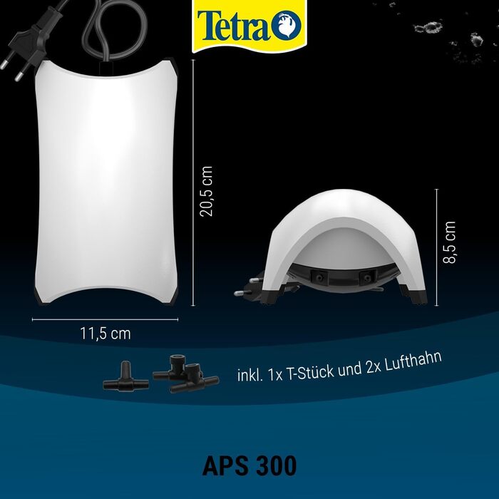 Повітряний насос для акваріума Tetra APS 300 - тихий діафрагмовий насос для акваріумів від 120 до 300 літрів, білий