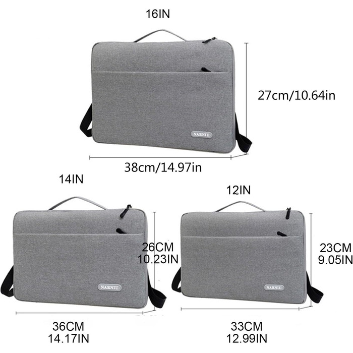 Сумка на плече для ноутбука 30,5 см (12 14 дюймів) і 16 дюймів, чохол для планшета та легка сумка для комп'ютерного ноутбука, чорн