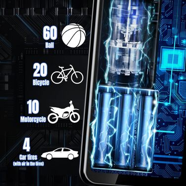 Електричний повітряний насос, портативний електронний повітряний насос з комплектом для ремонту шин, електричний компресорний вело