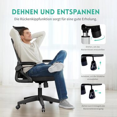 Ергономічне офісне крісло Storeo Imp, велике, сітка / тканина, чорне