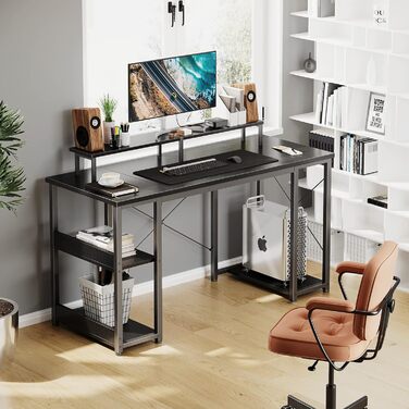 Ігровий стіл ODK чорний, столи з полицею двосторонні, комп'ютерний стіл з підставкою для монітора, 120x50x86.5 см комп'ютерний сті