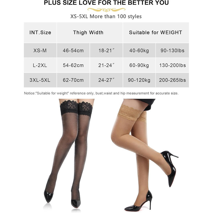 Жіночі блискучі панчохи comeondear, без підв’язок, розмір 3XL–5XL