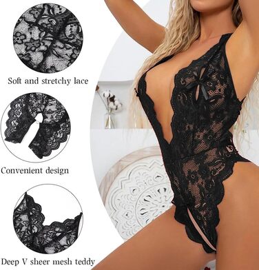 Сексуальний боді-бебідолл OhYeahLady, мереживний, чорний, L