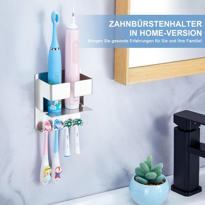 Тримач для зубної щітки - дозатор зубної пасти настінний без свердління, електричний тримач для зубної щітки самоклеючий тримач дл