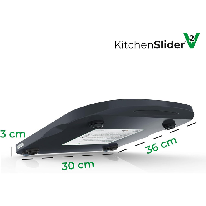 Дерев'яна ковзаюча дошка KitchenSlider H V2 Plus Екологічна ковзаюча дошка Thermomix TM6 & TM5 Ковзаюча дошка для Thermomix Дерев'яний планер - графітовий сірий V2 - графітовий сірий