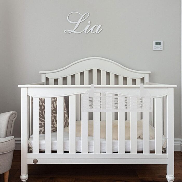 Настінна полиця Cabilock з металевої сітки білого кольору - міцний кошик для зберігання з підвісним пристроєм для ліжка, тумбочки та офісу, підвісна полиця для книг, косметики, пультів дистанційного керування (свердління не потрібне)