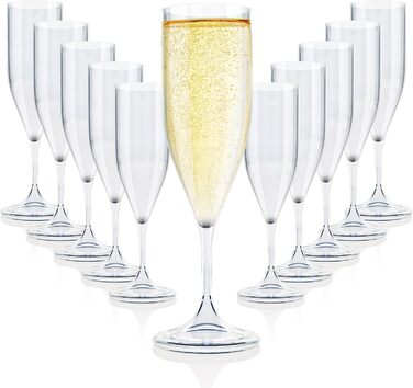 Келихи для шампанського пластикові дешеві пластикові одноразові, набір з 12 шт. ультрастійкий Tritan, твердий пластик, келих для ш