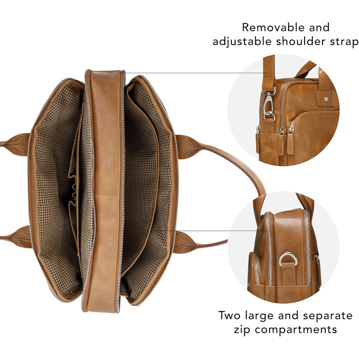 Сумка для ноутбука Kronborg 16 дюймів для чоловіків та жінок - Сумка з текстурованими шкіряними ручками та регульованим плечовим р