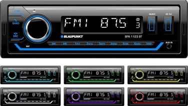 Автомагнітола 1-DIN, FM-RDS, Bluetooth, система гучного зв'язку, 2xUSB, Aux-in, Sub-Out, Багатобарвний, 200 Вт, 1123 BT