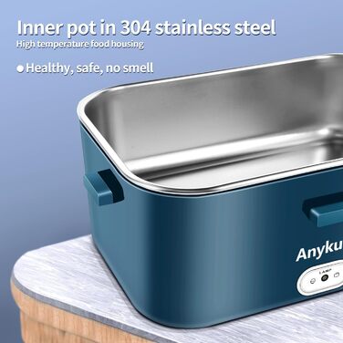 Електричний ланч-бокс 100 Вт 1,8 л 3-в-1 12 В/24 В/220 В з підігрівом, портативний для автомобіля/вантажівки/офісу/дому з виделкою та ложкою, синій