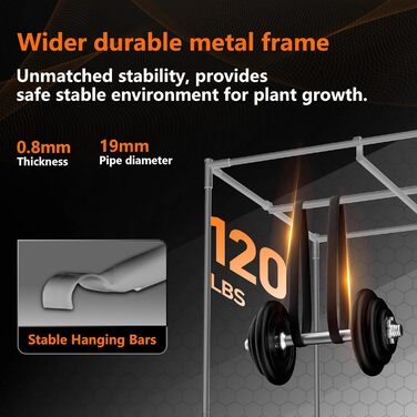 Гроубокс 100x100x200 см, тканина Oxford 600D з відбиваючим поліестеровим покриттям, сталевий каркас 19 мм, оглядове вікно, вентиляційні отвори, знімний піддон. Намет для гідропоніки та домашнього вирощування рослин 100 x 100 x 200 см.