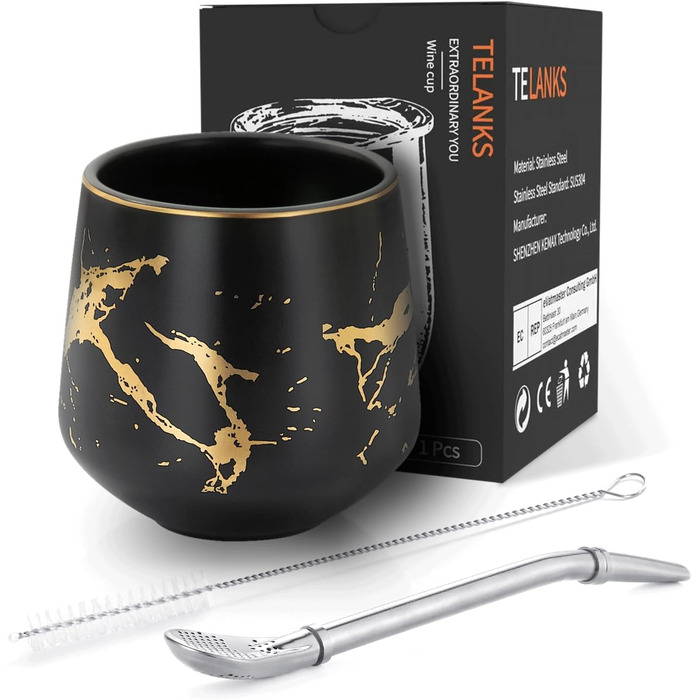 Кружка TELANKS Modern Mate 200 мл, керамічна кружка Yerba Mate, мармурова чашка для чаю Yerba Mate, чайний набір Yerba Mate Mate B