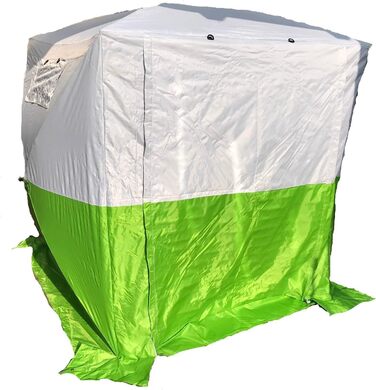 Монтажний намет, намет для будівельного майданчика, розміри 1,90 x 1,90 x 2,00 м, водонепроникний, стійкий до атмосферних впливів, швидкозбиральний, виготовлений з поліестеру, зелено-білий, для використання на вулиці та роботи, від німецького виробника з 