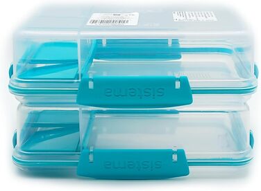 Набір контейнерів для обіду Sistema Подвійний перекус, 975 мл - кольори м'ятний/блакитний