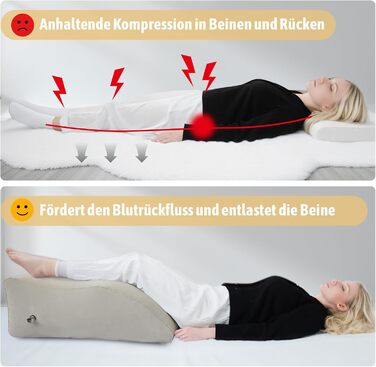 Надувна подушка для підняття ніг, клиноподібна подушка для ніг від набряків, кровообігу, болю в спині, полегшення набряків, післяопераційна підтримка, сірий колір, 25,2&quot x 18,11&quot x 9,45&quot