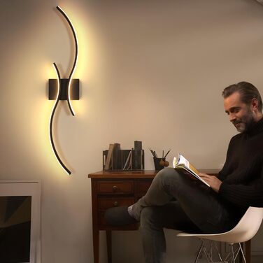 Світлодіодний настінний світильник Comely, диммований, 32 Вт, креативна довга лампа (80 см), чорний