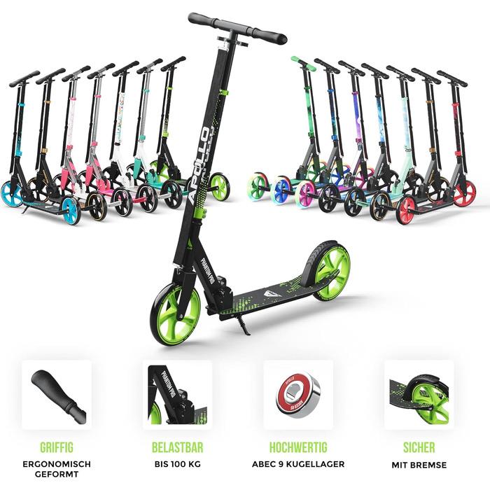 Колесний самокат Apollo XXL - міський самокат Phantom Pro Складаний міський самокат для дітей Регульований по висоті, педальний са