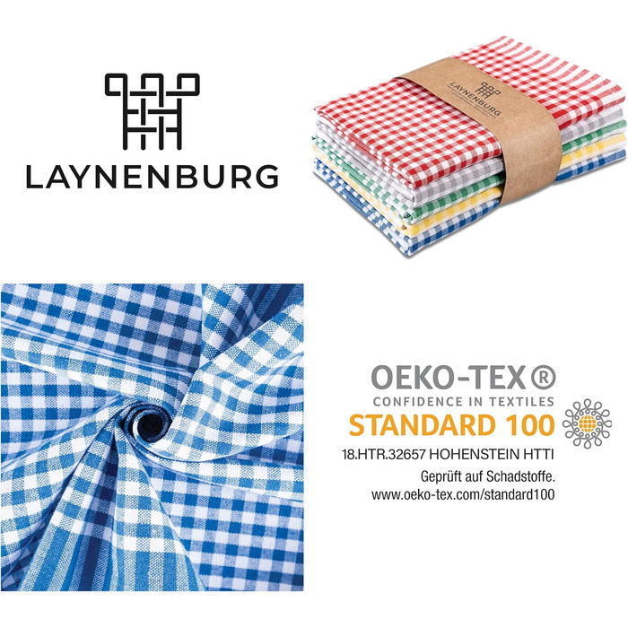 Набір з 10 чайних рушників у клітинку преміум-класу - 100 бавовна - 45x65 см та вішалка - Oeko TEX Standard 100 - Кухонні рушники