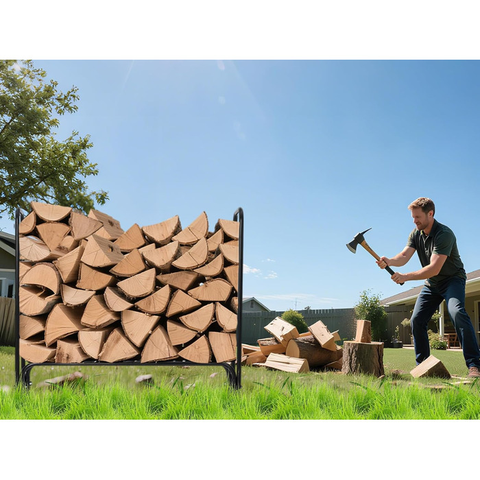 Сталева дров&39яна підставка для зберігання дров. Міцна дерев&39яна підставка для саду, тераси та відкритих майданчиків для оптимального зберігання дров (120 см).