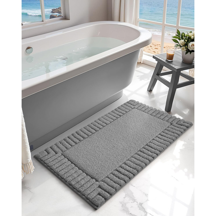 КОЛІР І ГЕОМЕТРІЯ Нековзні килимки для ванної, що миються, абсорбуючі килимки для ванної, м&39який килимок для ванної кімнати, килимок для ванної кімнати на підлогу, душ, ванну, пральню, темно-сірий, 40 x 60 см (прямокутний)