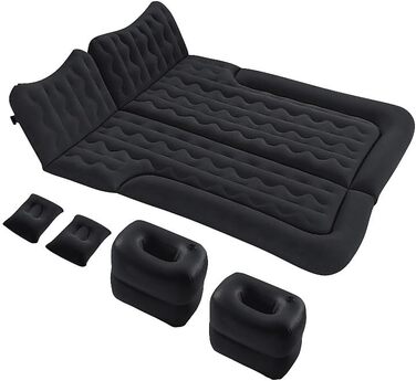 Надувний матрац Lescars Надувний автомобільний матрац XXL 180 x 135 см, з 12-вольтовим повітряним насосом та мішком (дорожній надувний матрац, автомобільний матрац, подушка сидіння)
