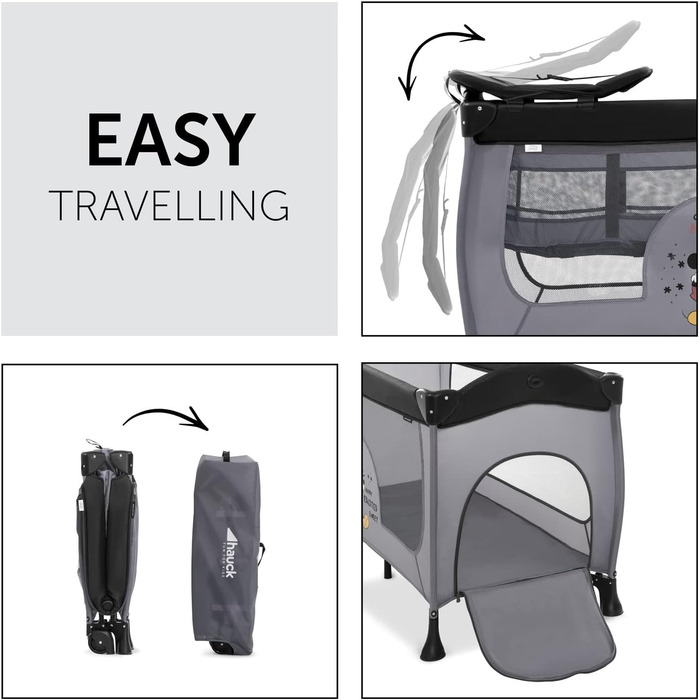 Дорожнє ліжечко Hauck Sleep N Play Center, Міккі Маус, швидко та компактно складається, з пеленальною підкладкою та сумкою для подорожей, 120 см x 60 см, від народження 15 кг SLEEP N PLAY Міккі Маус