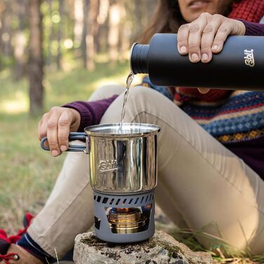 Набір для приготування їжі Esbit Spirituskochset великий та малий казани (985 мл та 470 мл) пальник для спирту похідний плитовий комплект з нержавіючої сталі, 985 мл